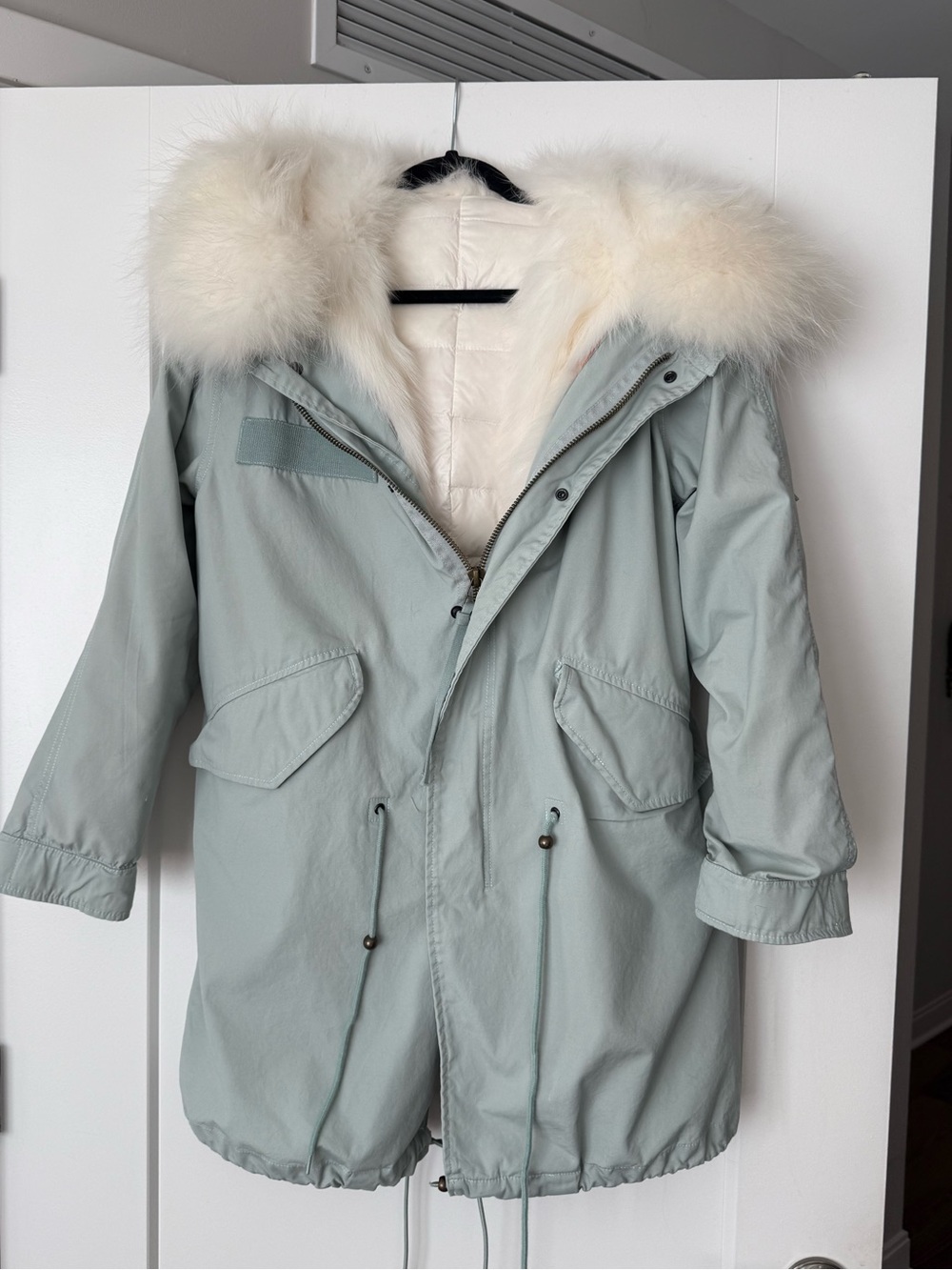 Fox fur lined parka jacket size m